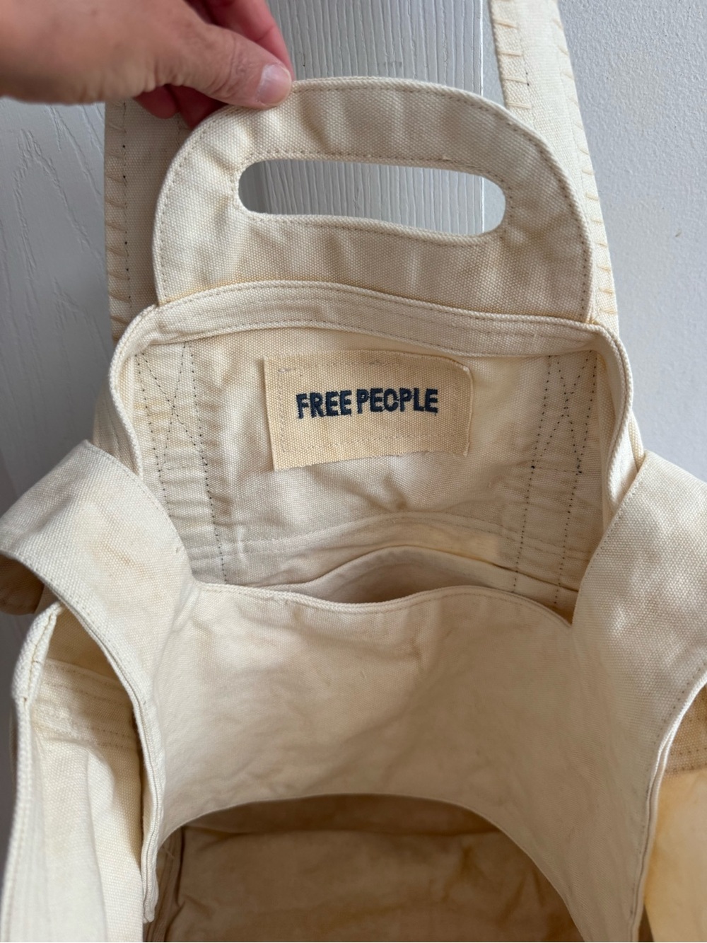 Free People Canvas Tote Bag with Contrast Straps - Cream - Picture 6 of 10